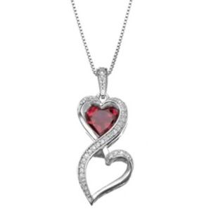 Ruby Double Heart Pendant Necklace